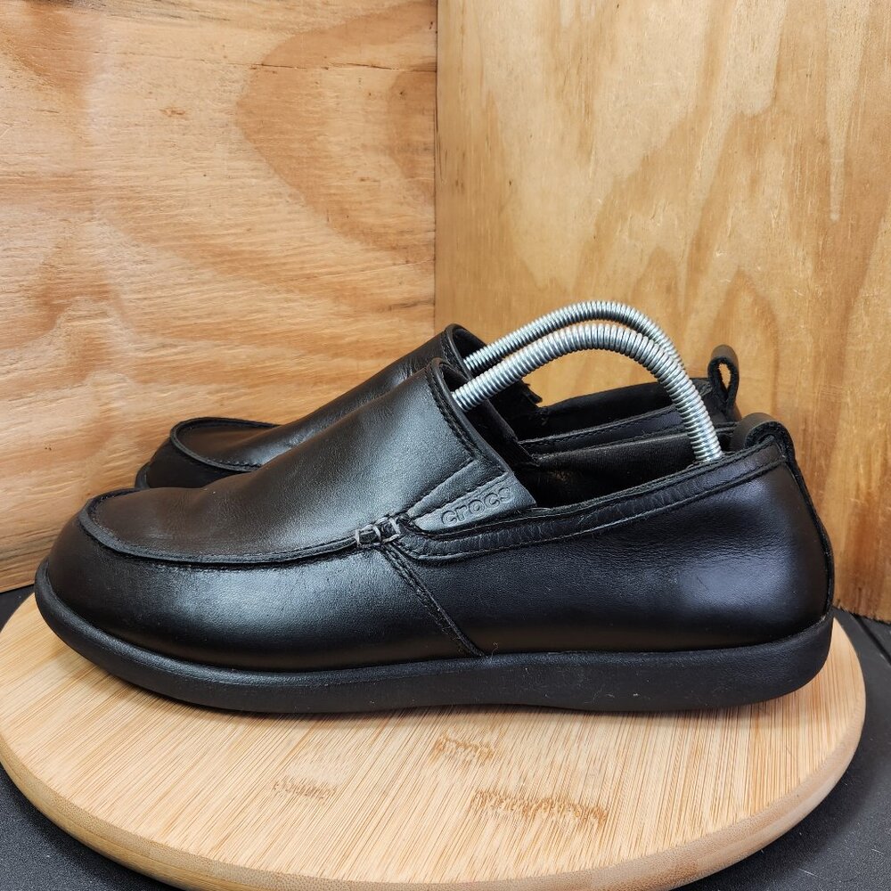 Crocs Mens Tummler Leather Slip Resistant Work Shoes Loafers - Picture 4 of 10